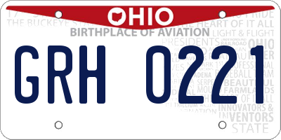 OH license plate GRH0221