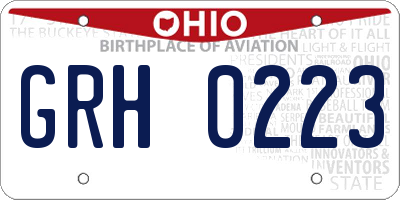 OH license plate GRH0223