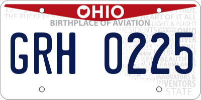 OH license plate GRH0225