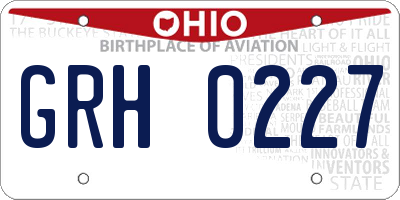 OH license plate GRH0227