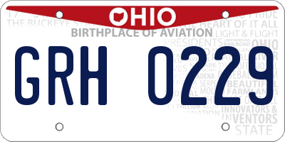 OH license plate GRH0229