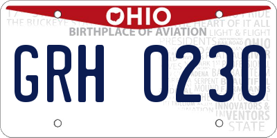 OH license plate GRH0230
