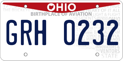 OH license plate GRH0232