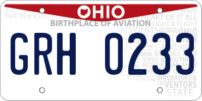 OH license plate GRH0233