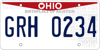 OH license plate GRH0234