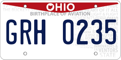 OH license plate GRH0235