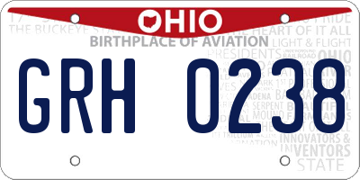 OH license plate GRH0238