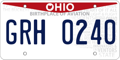 OH license plate GRH0240
