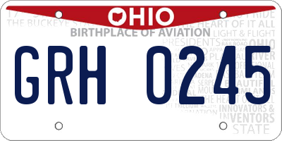 OH license plate GRH0245