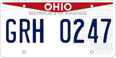 OH license plate GRH0247