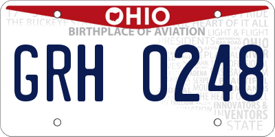 OH license plate GRH0248