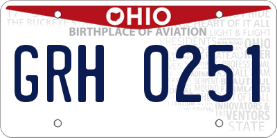 OH license plate GRH0251