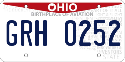 OH license plate GRH0252