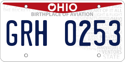 OH license plate GRH0253
