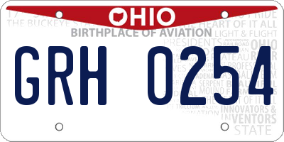 OH license plate GRH0254