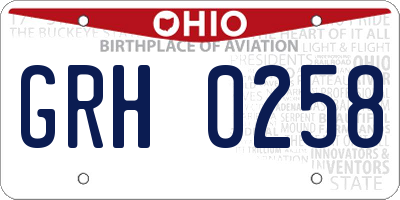 OH license plate GRH0258