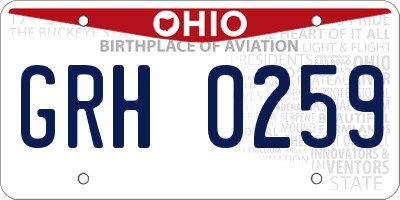 OH license plate GRH0259