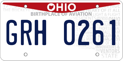 OH license plate GRH0261