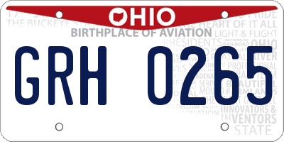 OH license plate GRH0265