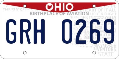 OH license plate GRH0269