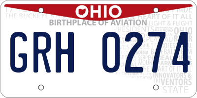 OH license plate GRH0274
