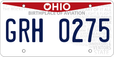 OH license plate GRH0275