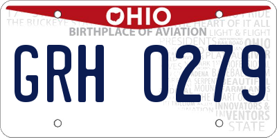 OH license plate GRH0279