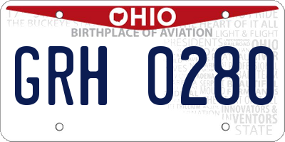 OH license plate GRH0280