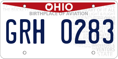OH license plate GRH0283
