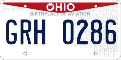 OH license plate GRH0286