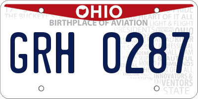 OH license plate GRH0287