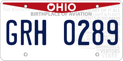OH license plate GRH0289
