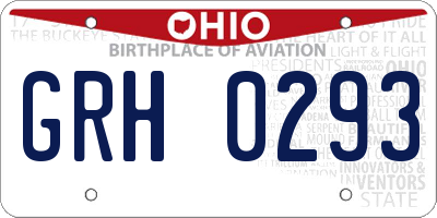 OH license plate GRH0293