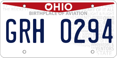 OH license plate GRH0294