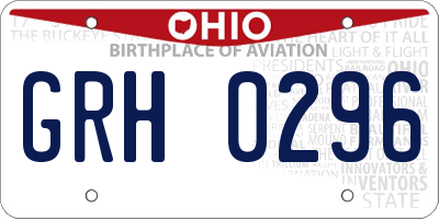 OH license plate GRH0296