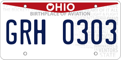 OH license plate GRH0303