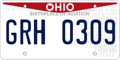 OH license plate GRH0309