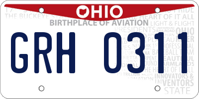 OH license plate GRH0311