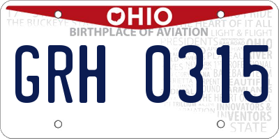 OH license plate GRH0315