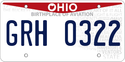 OH license plate GRH0322