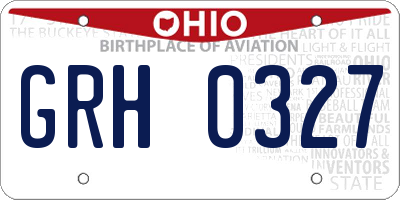 OH license plate GRH0327