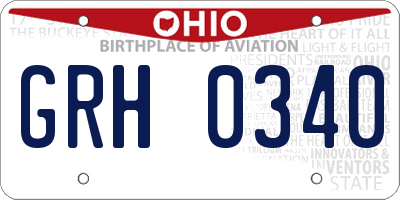 OH license plate GRH0340