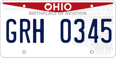 OH license plate GRH0345