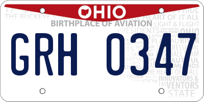OH license plate GRH0347