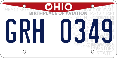 OH license plate GRH0349