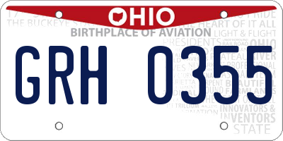 OH license plate GRH0355