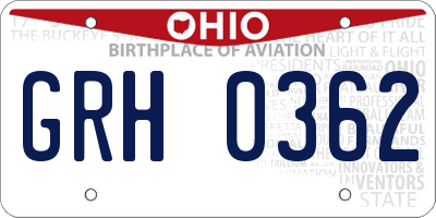 OH license plate GRH0362