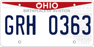 OH license plate GRH0363