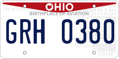 OH license plate GRH0380