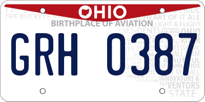 OH license plate GRH0387
